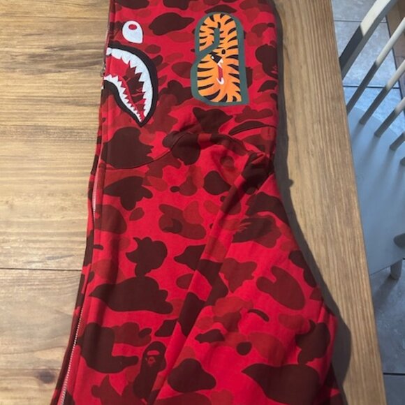 BAPE Color Camo Shark Full Zip Hoodie Red - Picture 3 of 8